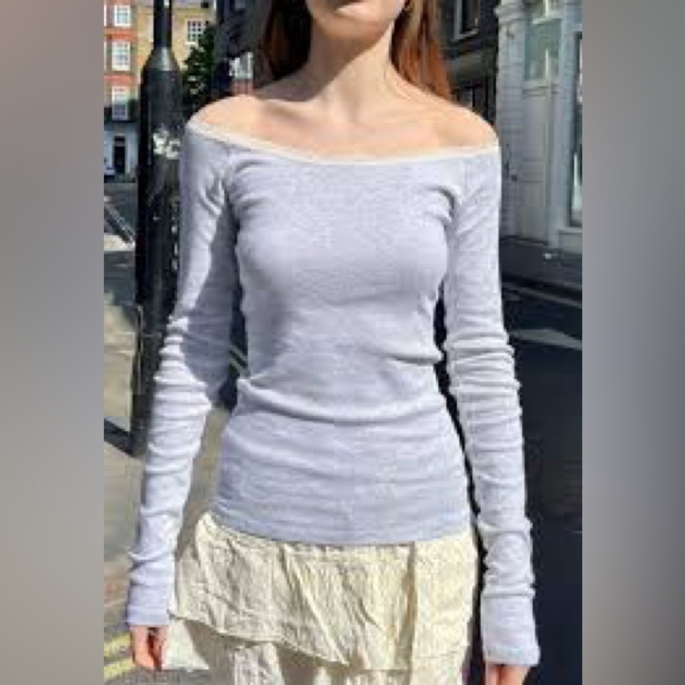 John Galt Brandy Light Gray Long Sleeve Lace Top One Size Y2K